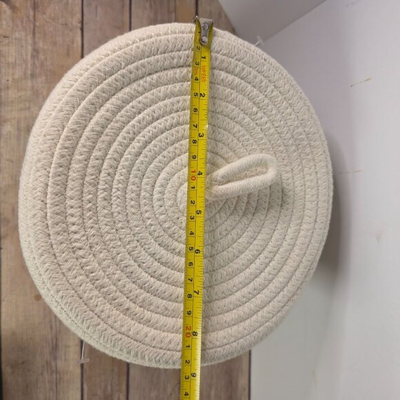 Natural Woven Basket W/ Woven Cloth Lid - Handmade Storage Container - Picture 4 of 9